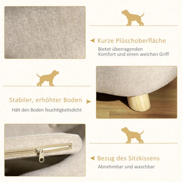  Dierensofa Hondenmat Hondenbed Hondensofa Hondensofa Kattensofa Met Kussen Achterzak Foam Pluche Grenen Hout Creme Wit 70 X 47 X 30 Cm 5