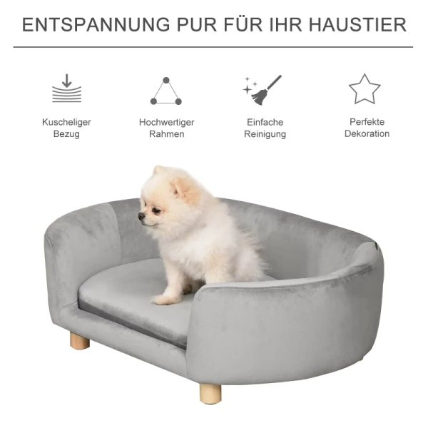  Dierensofa Hondensofa Hondenbed Met Hollands Fluwelen Schuim Berken Poten Voor Katten Honden 86 X 55 X 33 Cm Lichtgrijs 4