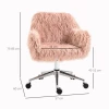  Directiestoel Draaistoel Computerstoel Make-up Stoel Met Imitatiebont Zithoogteverstelling Voor Meisjes Imitatiebont Foam Roze + Zilver 57 X 60 X 75-85 Cm 3