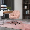  Directiestoel Draaistoel Computerstoel Make-up Stoel Met Imitatiebont Zithoogteverstelling Voor Meisjes Imitatiebont Foam Roze + Zilver 57 X 60 X 75-85 Cm 4