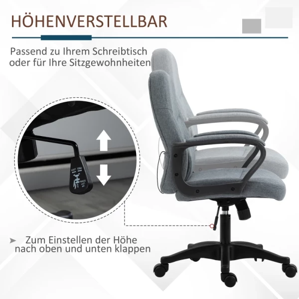  Directiestoel Met Massagefunctie Massagestoel In Hoogte Verstelbare Bureaustoel Bureaustoel Ergonomisch Line Design Met USB Interface In Hoogte Verstelbaar Polyester PP Grijs 59 X 63 X 92-101 Cm 5