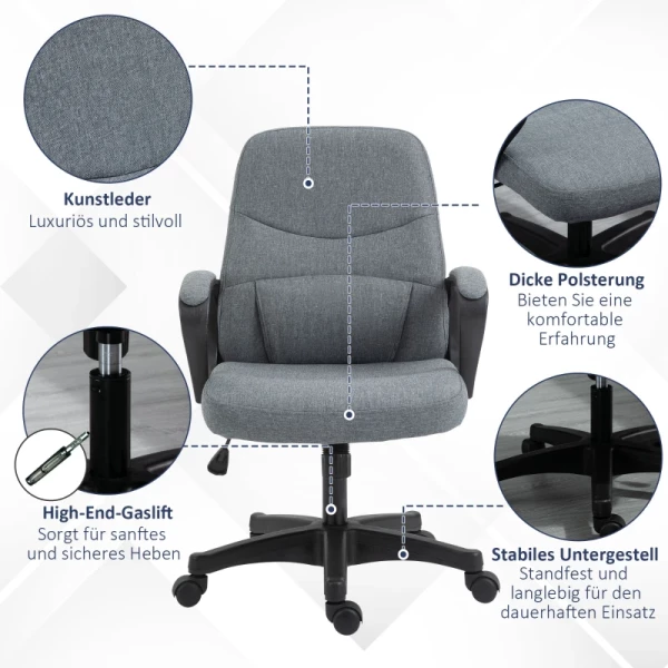  Directiestoel Met Massagefunctie Massagestoel In Hoogte Verstelbare Bureaustoel Bureaustoel Ergonomisch Line Design Met USB Interface In Hoogte Verstelbaar Polyester PP Grijs 59 X 63 X 92-101 Cm 7