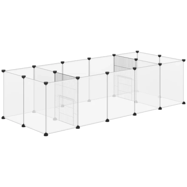 DIY Outdoor Run Poort Voor Kleine Dieren 18 Panelen Montagemateriaal Inbegrepen Modulair Systeem Zwart + Wit 1