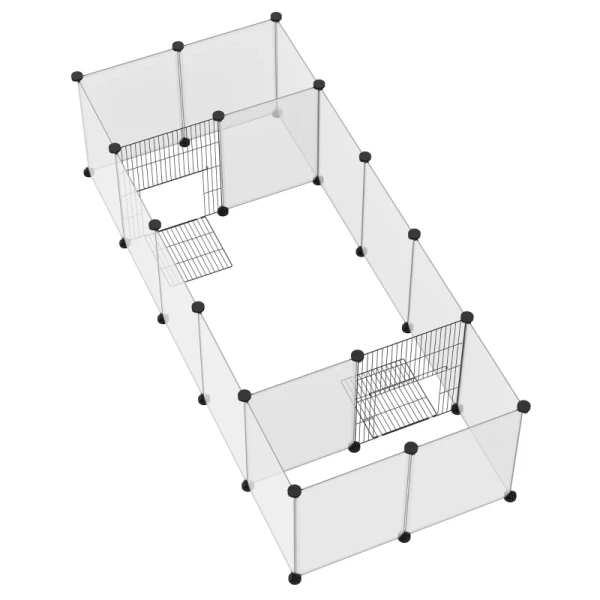  DIY Outdoor Run Poort Voor Kleine Dieren 18 Panelen Montagemateriaal Inbegrepen Modulair Systeem Zwart + Wit 8