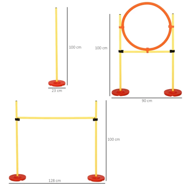  Dog Agility Set 3-in-1 Pet Training Set, Inclusief Tas, Gemakkelijk Mee Te Nemen, Geel 3