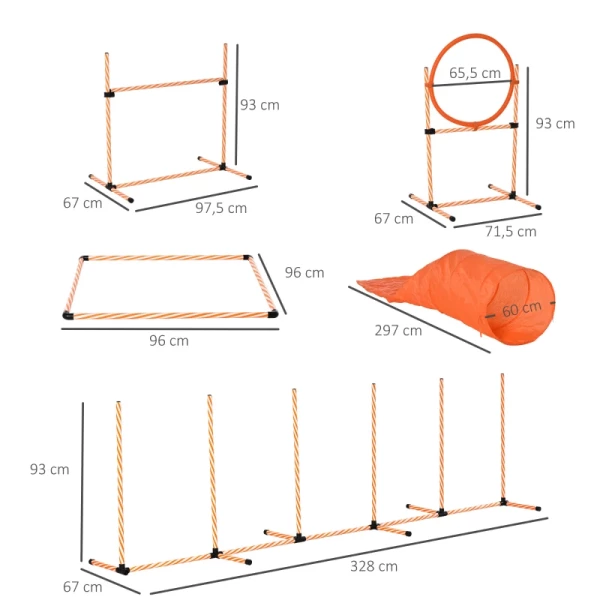  Dog Agility Set Hondentrainingsset Met Hondentunnel Training Voor Huisdieren Inclusief Tas Makkelijk Mee Te Nemen Muovi Polyesteri Oranje＋Wit 3