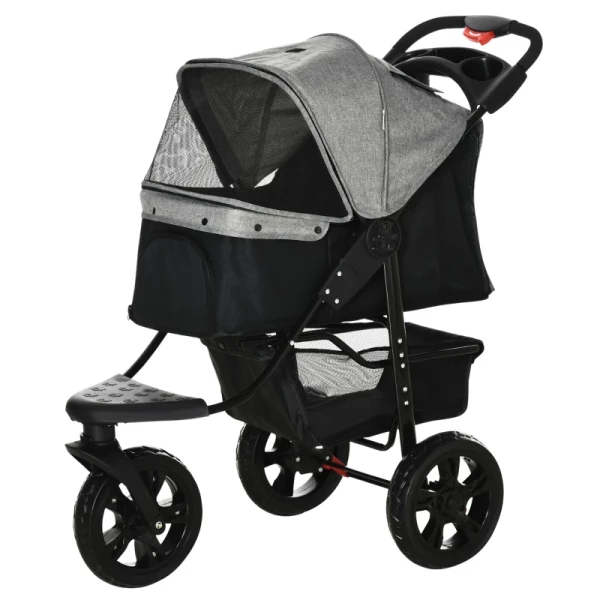  Dog Buggy Cat Buggy Pet Stroller Met 3 Wielen Opvouwbaar Dog Cat Oxford Grijs + Zwart 109,5 X 57,5 ​​x 106,5 Cm 11