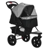  Dog Buggy Cat Buggy Pet Stroller Met 3 Wielen Opvouwbaar Dog Cat Oxford Grijs + Zwart 109,5 X 57,5 ​​x 106,5 Cm 1