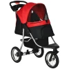  Dog Buggy Cat Buggy Pet Stroller Met 3 Wielen Opvouwbaar Dog Cat Oxford Rood+zwart 109,5 X 54,5 X 106,5 Cm 1