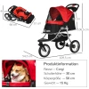  Dog Buggy Cat Buggy Pet Stroller Met 3 Wielen Opvouwbaar Dog Cat Oxford Rood+zwart 109,5 X 54,5 X 106,5 Cm 3