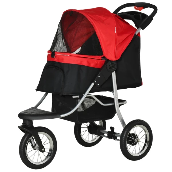  Dog Buggy Cat Buggy Pet Stroller Met 3 Wielen Opvouwbaar Dog Cat Oxford Rood+zwart 109,5 X 54,5 X 106,5 Cm 10