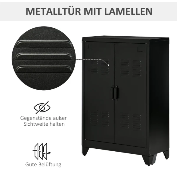  Dressoir Archiefkast Met Louvre Deuren Kleerkast Opbergkast Industriële Metalen Kast Met 2 Verstelbare Planken Woonkamer Slaapkamer Zwart 75 X 33 X 110 Cm 5