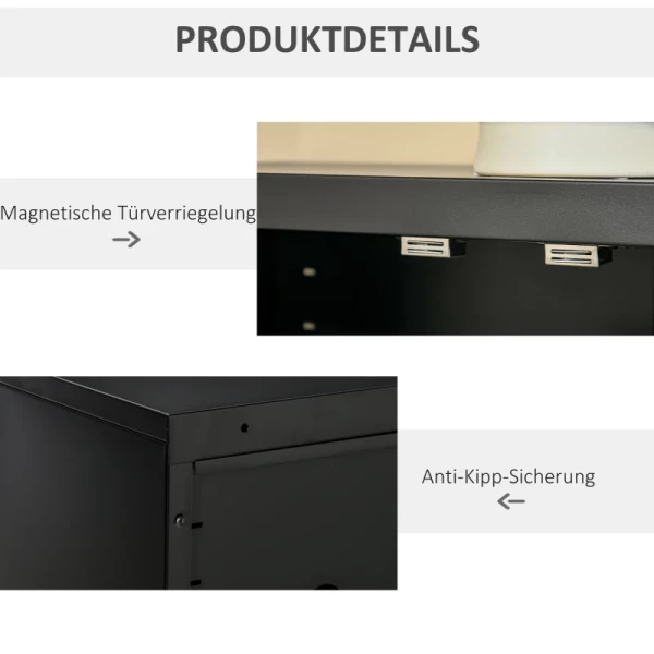  Dressoir Archiefkast Met Louvre Deuren Kleerkast Opbergkast Industriële Metalen Kast Met 2 Verstelbare Planken Woonkamer Slaapkamer Zwart 75 X 33 X 110 Cm 6