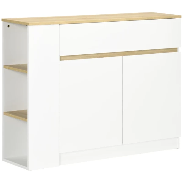 Dressoir, Buffet, Groot Kastvak, 3-laags Plank, Lade, Wit, 110 X 29,5 X 82 Cm 1