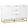  Dressoir Ladekast Moderne Zijkast Met Kasten En Lades Goud Onderstel Veel Opbergruimte Wit MDF Staal 120 X 40 X 76 Cm 1