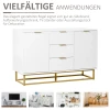  Dressoir Ladekast Moderne Zijkast Met Kasten En Lades Goud Onderstel Veel Opbergruimte Wit MDF Staal 120 X 40 X 76 Cm 4