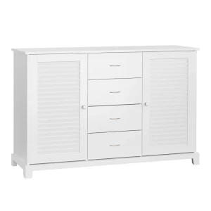  Dressoirkast Halkast Badkamerkast Ladekast Lattendeur Wit 120,2x40,2x80,2cm 1