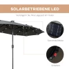  Dubbele Parasol Kantelbare Parasol Met Zonnepaneel 35 Leds Stalen Frame Grijs 2,95 X 1,50 X 2,19 M 4