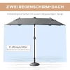  Dubbele Parasol Kantelbare Parasol Met Zonnepaneel 35 Leds Stalen Frame Grijs 2,95 X 1,50 X 2,19 M 6