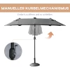  Dubbele Parasol Kantelbare Parasol Met Zonnepaneel 35 Leds Stalen Frame Grijs 2,95 X 1,50 X 2,19 M 7