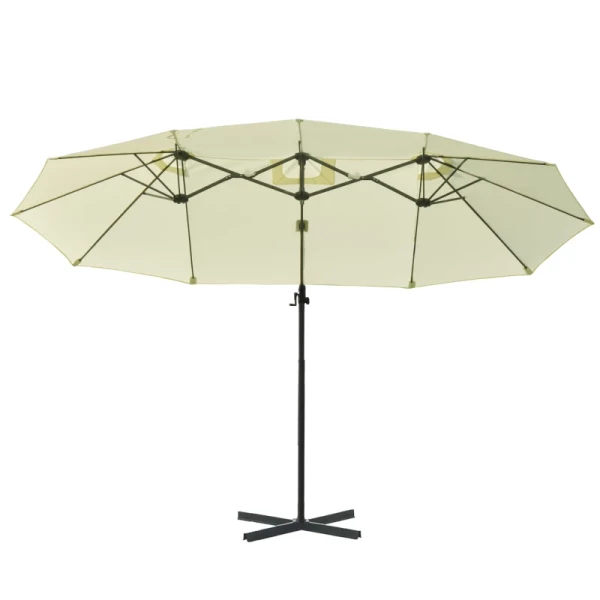  Dubbele Parasol, Verkeerslichtparasol, Dubbele Parasol Met Zwengel, Verstelbare Tuinparasol, Zonwering, Metaal, Crèmewit, 440 X 270 X 250 Cm 11