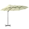  Dubbele Parasol, Verkeerslichtparasol, Dubbele Parasol Met Zwengel, Verstelbare Tuinparasol, Zonwering, Metaal, Crèmewit, 440 X 270 X 250 Cm 1