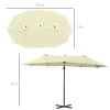  Dubbele Parasol, Verkeerslichtparasol, Dubbele Parasol Met Zwengel, Verstelbare Tuinparasol, Zonwering, Metaal, Crèmewit, 440 X 270 X 250 Cm 3