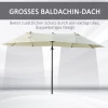  Dubbele Parasol, Verkeerslichtparasol, Dubbele Parasol Met Zwengel, Verstelbare Tuinparasol, Zonwering, Metaal, Crèmewit, 440 X 270 X 250 Cm 4