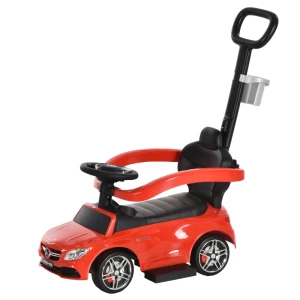  Duwauto, Kinderauto Van Mercedes Benz, Kindervoertuig, Duwstang Met Rugleuning/beschermbeugel, Loopwagen Voor Baby's 12-36 Maanden (rood) 1