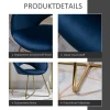  Eetkamerstoel Woonkamerstoel Bureaustoel Make-up Stoel Modern Fluweel Blauw Loungestoel Met Gouden Poten Ergonomische Zittingen Tot 120kg Draagvermogen Staal 68 X 54 X 84 Cm 4
