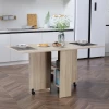  Eettafel, Klaptafel Met Wielen, Bureau, Bijzettafel, Tafel Met Opbergruimte Voor Eetkamer, Hout, Naturel, 80 X 140 X 74 Cm 2
