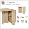  Eettafel, Klaptafel Met Wielen, Bureau, Bijzettafel, Tafel Met Opbergruimte Voor Eetkamer, Hout, Naturel, 80 X 140 X 74 Cm 5