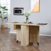  Eettafel, Klaptafel Met Wielen, Bureau, Bijzettafel, Tafel Met Opbergruimte Voor Eetkamer, Hout, Naturel, 80 X 140 X 74 Cm 9