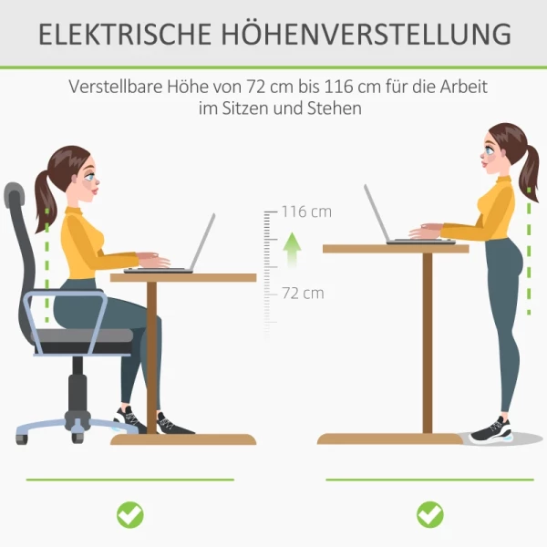  Elektrisch Bureau Naturel Wit 140cm X 70cm X 116cm 4