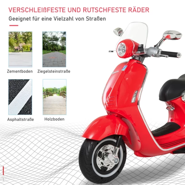  Elektrisch Voertuig, Kindervoertuig, Kindermotor, Elektrische Motorfiets Met Mp3-muziekverlichting, 3-6 Jaar, PP, Rood, 108 X 49 X 75 Cm 6