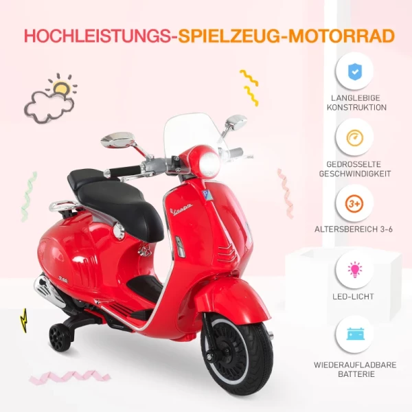  Elektrisch Voertuig, Kindervoertuig, Kindermotor, Elektrische Motorfiets Met Mp3-muziekverlichting, 3-6 Jaar, PP, Rood, 108 X 49 X 75 Cm 9