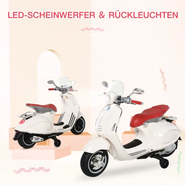  Elektrisch Voertuig, Kindervoertuig, Kindermotorfiets, Elektrische Motorfiets Met Mp3-muziekverlichting, 3-6 Jaar, PP, Wit, 108 X 49 X 75 Cm 4