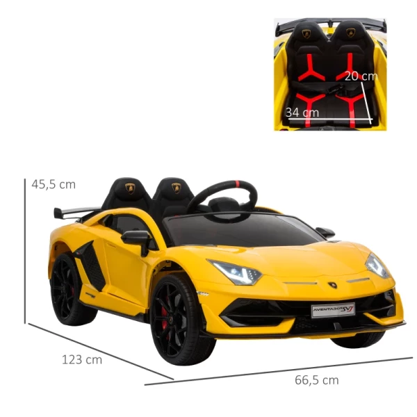  Elektrische Auto Voor Kinderen Lamborghini SVJ Gelicentieerd Kindervoertuig Kinderauto Voor 3-8 Jaar Met Afstandsbediening 2 X 550 Motoren MP3/USB Licht Muziek Metaal Geel 123 X 66,5 X 45,5 Cm 3