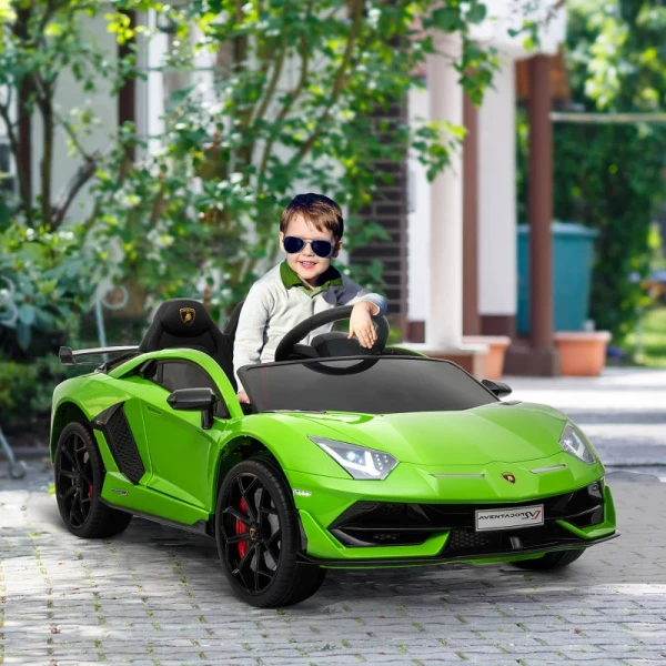  Elektrische Auto Voor Kinderen Lamborghini SVJ Gelicentieerd Kindervoertuig Kinderauto Voor 3-8 Jaar Met Afstandsbediening 2 X 550 Motoren MP3/USB Licht Muziek Metaal Groen 123 X 66,5 X 45,5 Cm 2