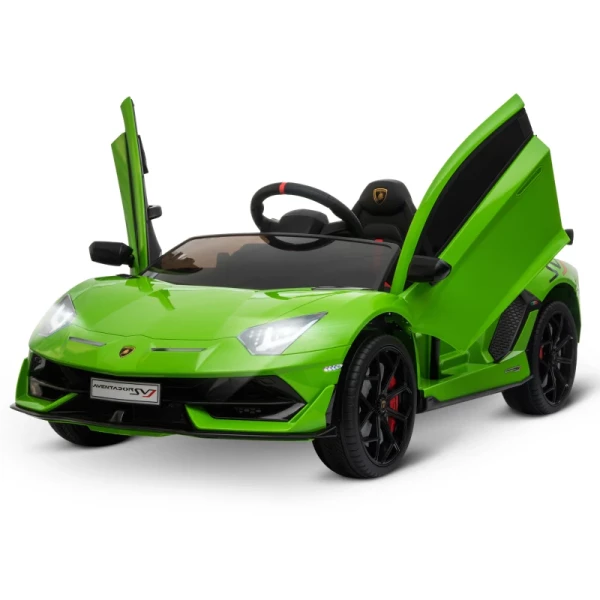 Elektrische Auto Voor Kinderen Lamborghini SVJ Gelicentieerd Kindervoertuig Kinderauto Voor 3-8 Jaar Met Afstandsbediening 2 X 550 Motoren MP3/USB Licht Muziek Metaal Groen 123 X 66,5 X 45,5 Cm 1