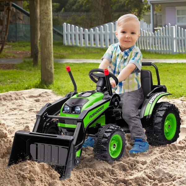  Elektrische Graafmachine Voor Kinderen Zitgraafmachine Voor Kinderen Zitgraafmachine Terreinwagen Tractor Elektrisch Te Rijden Met Muziekscheparmen 3-5 Jaar PP Kunststof Staal Groen 132 X 62 X 65 Cm 2