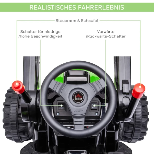  Elektrische Graafmachine Voor Kinderen Zitgraafmachine Voor Kinderen Zitgraafmachine Terreinwagen Tractor Elektrisch Te Rijden Met Muziekscheparmen 3-5 Jaar PP Kunststof Staal Groen 132 X 62 X 65 Cm 6