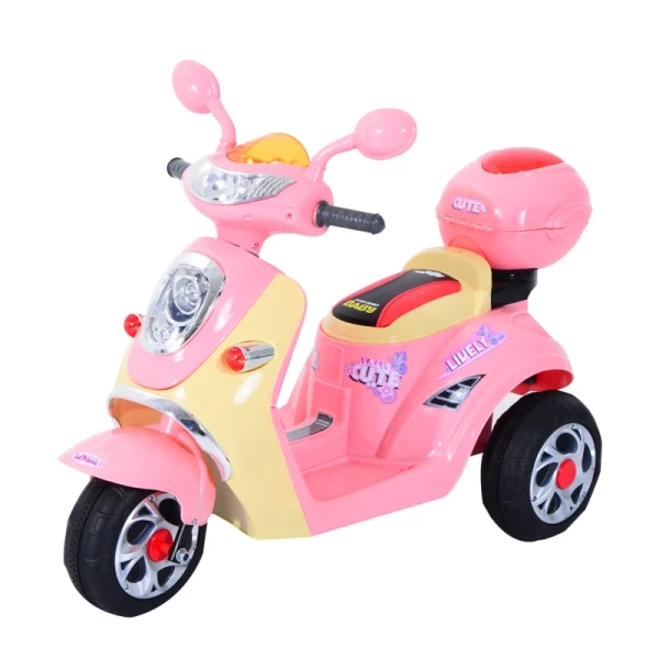 Elektrische Kindermotor Elektrische Motorfiets Kinder Elektrische Auto Kindervoertuig Driewieler, 6V, Metaal + PP, 108x51x75cm (roze + Geel) 1