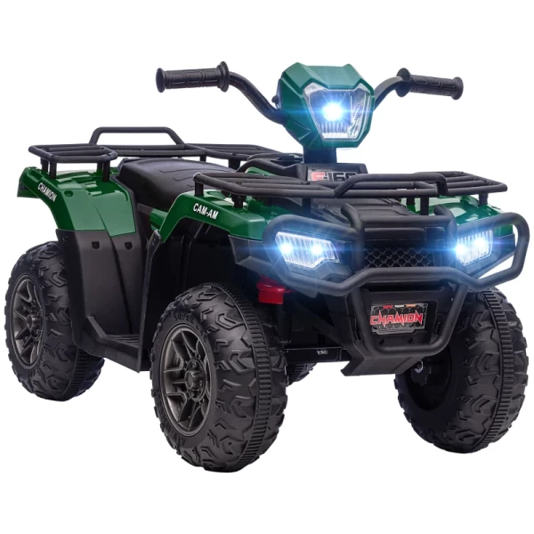 Elektrische Quad Voor Kinderen, Max. 4 Km/u, Vanaf 3 Jaar, LED-koplamp, Muziekaansluiting, Zwart+groen 88 X 45 X 50 Cm 1