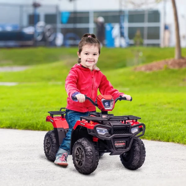  Elektrische Quad Voor Kinderen, Max. 4 Km/u, Vanaf 3 Jaar, LED-koplamp, Muziekaansluiting, Zwart+rood 88 X 45 X 50 Cm 2