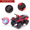  Elektrische Quad Voor Kinderen, Max. 4 Km/u, Vanaf 3 Jaar, LED-koplamp, Muziekaansluiting, Zwart+rood 88 X 45 X 50 Cm 7