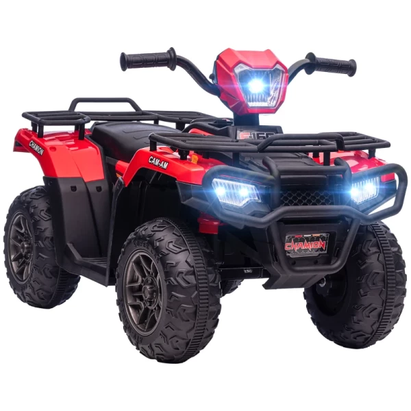 Elektrische Quad Voor Kinderen, Max. 4 Km/u, Vanaf 3 Jaar, LED-koplamp, Muziekaansluiting, Zwart+rood 88 X 45 X 50 Cm 1