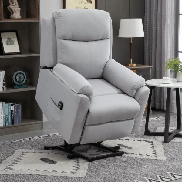  Elektrische Sta-op-stoel Fauteuil Met Sta-op-hulp Voor Senioren Relax-fauteuil TV-fauteuil Met Slaapfunctie En Sta-op-hulp TV-fauteuil Ligfunctie Linnen Touch Grijs 83 X 89 X 102 Cm 2