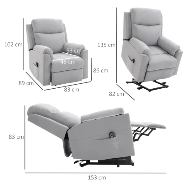  Elektrische Sta-op-stoel Fauteuil Met Sta-op-hulp Voor Senioren Relax-fauteuil TV-fauteuil Met Slaapfunctie En Sta-op-hulp TV-fauteuil Ligfunctie Linnen Touch Grijs 83 X 89 X 102 Cm 3