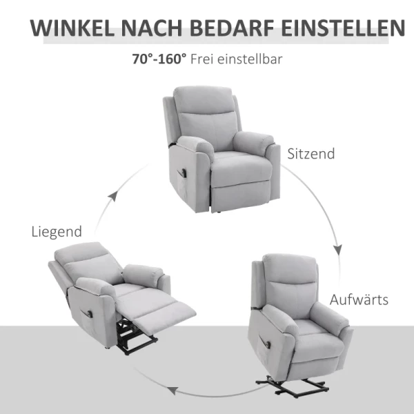  Elektrische Sta-op-stoel Fauteuil Met Sta-op-hulp Voor Senioren Relax-fauteuil TV-fauteuil Met Slaapfunctie En Sta-op-hulp TV-fauteuil Ligfunctie Linnen Touch Grijs 83 X 89 X 102 Cm 4